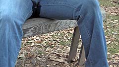 close up of Beth peeing